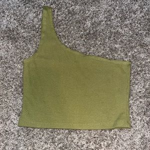 GREEN One Shoulder Me To We Tank Top